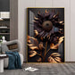 Golden Bloom Artistry Glass Finish Vertical Wall Art