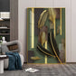 Golden Leaf Elegance Glass Finish Vertical Wall Art