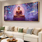 Abstract Harmony Of Buddha Glass Finish Horizontal Wall Art