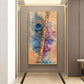 Peacock Feather With Flute Glass Finish Vertical wall Art