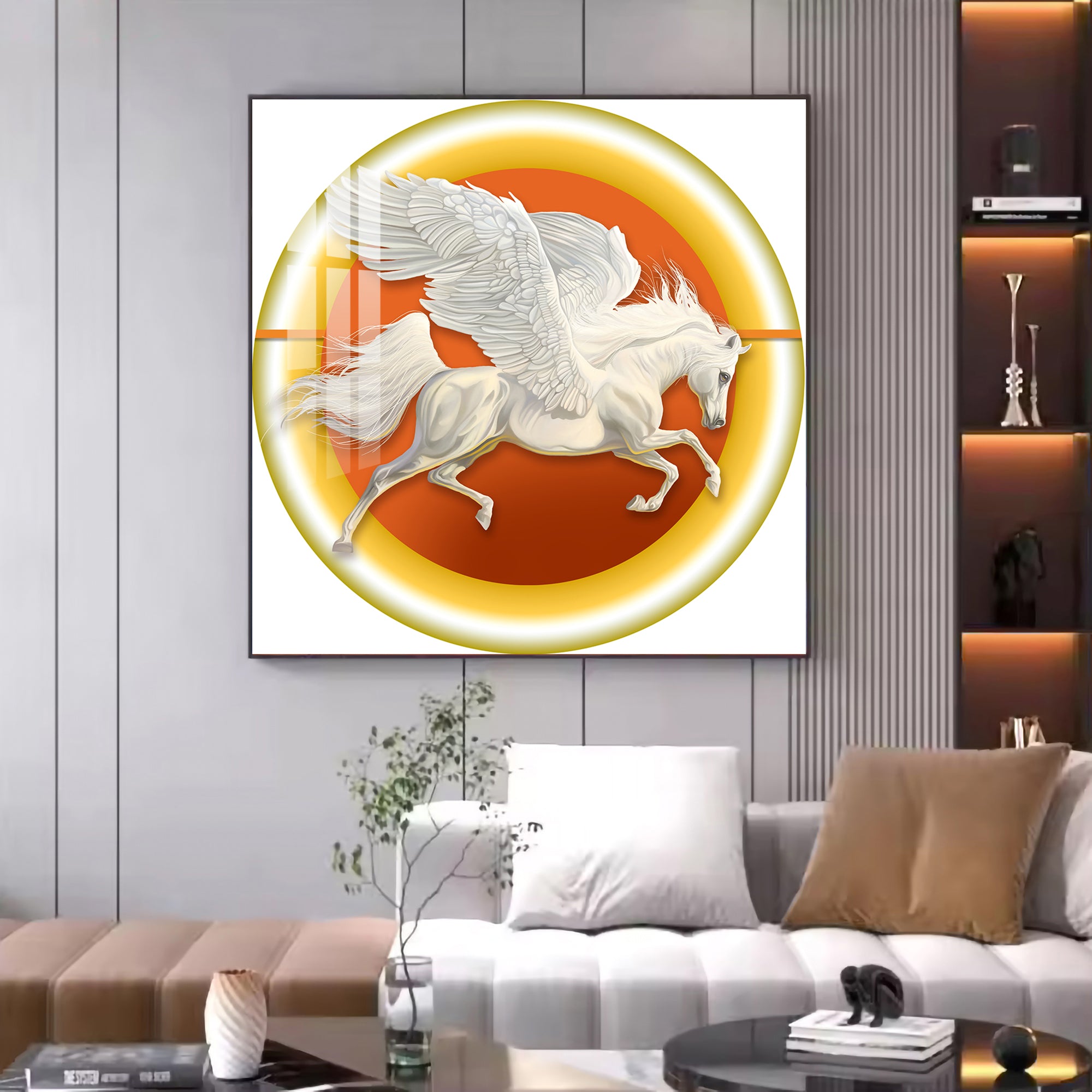 Winged Horse Harmony Glass Finish Square Wall Art