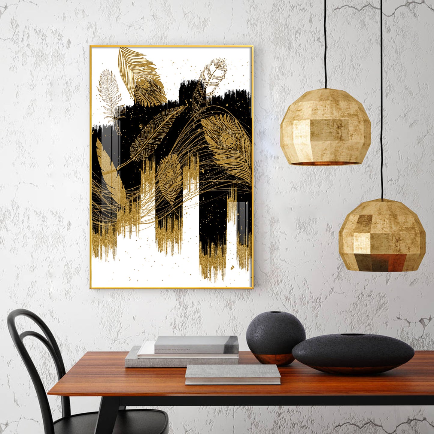 Abstract Expression Glass Finish Vertical Wall Art