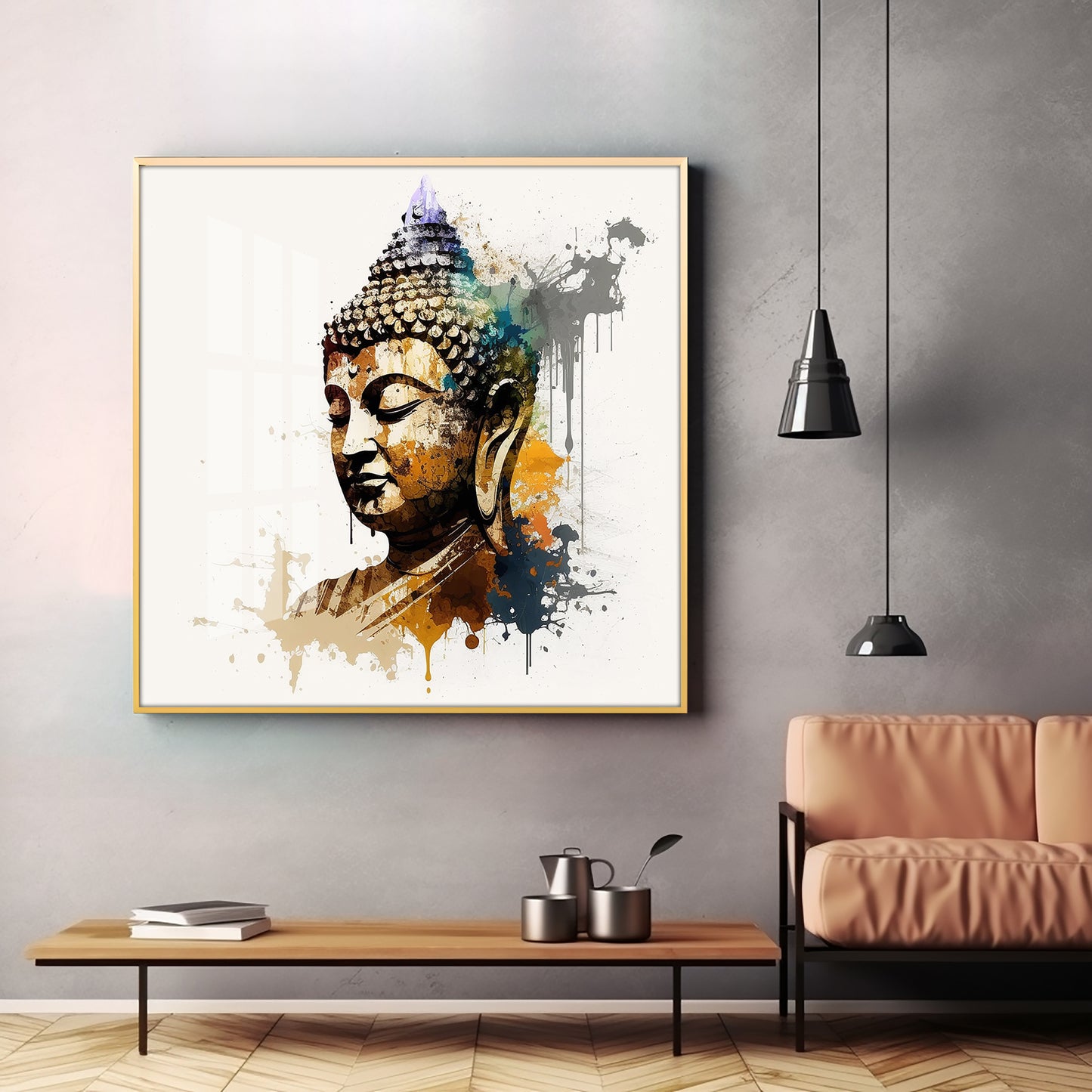 Buddha's Serenity Glass Finish Square Wall Art