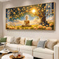 Buddha In Autum Nature Glass Finish Horizontal Wall Art