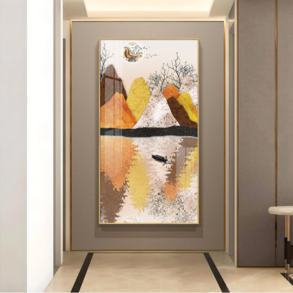 Journey Across Still Waters Glass Finish Vertical Wall Art