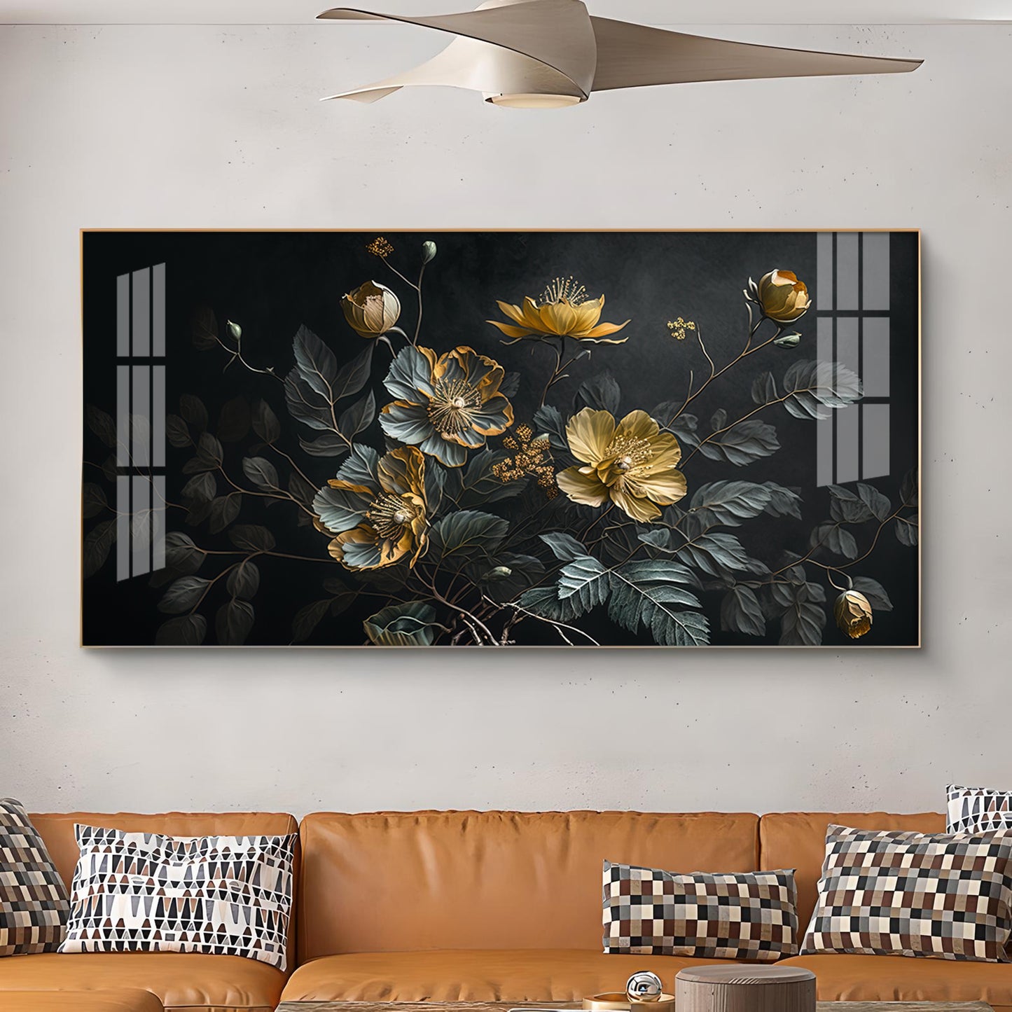 Amazing Flower Blooming Glass Finish Horizontal Wall Art