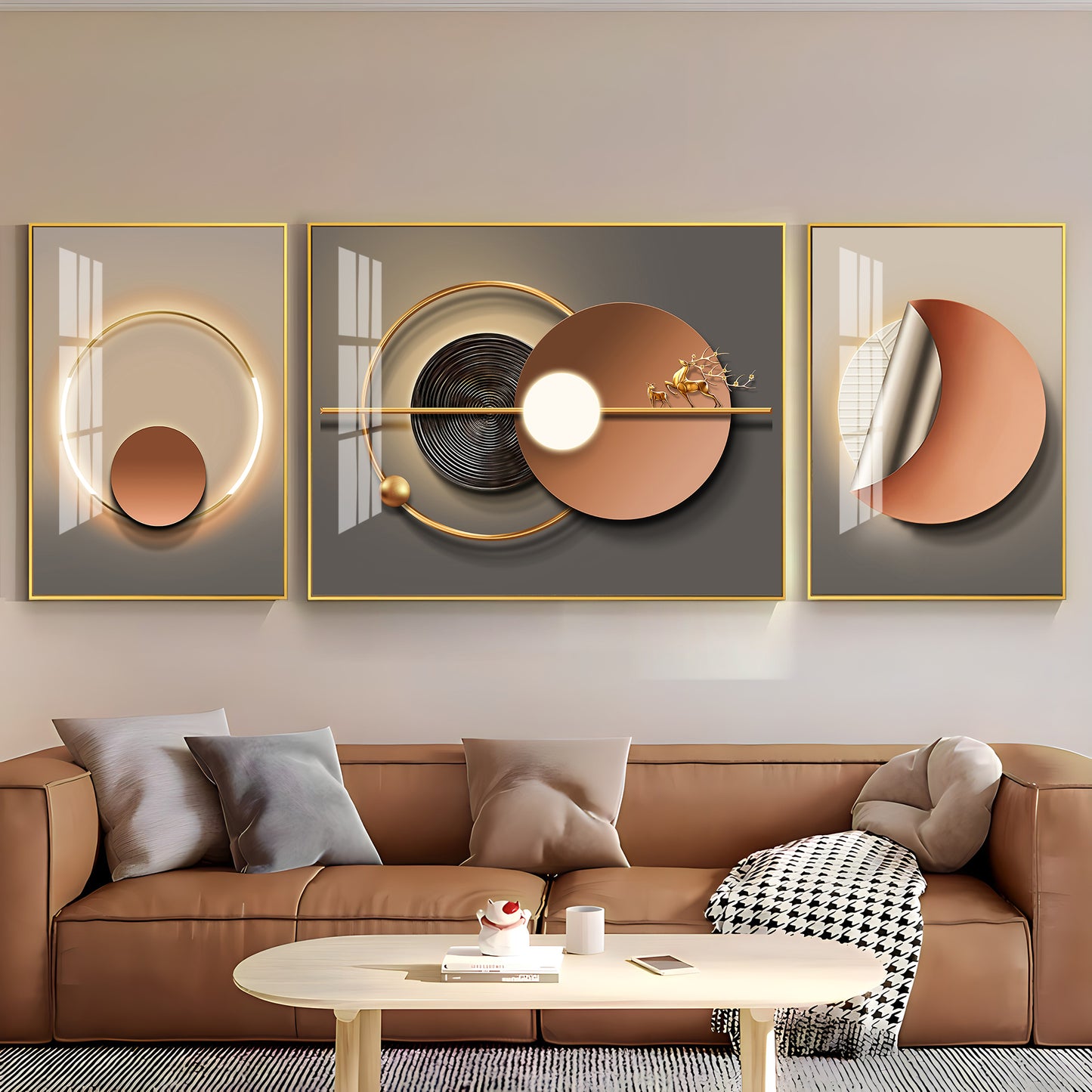 Opulent Vision Glass Finish Wall Art (Set Of 3)