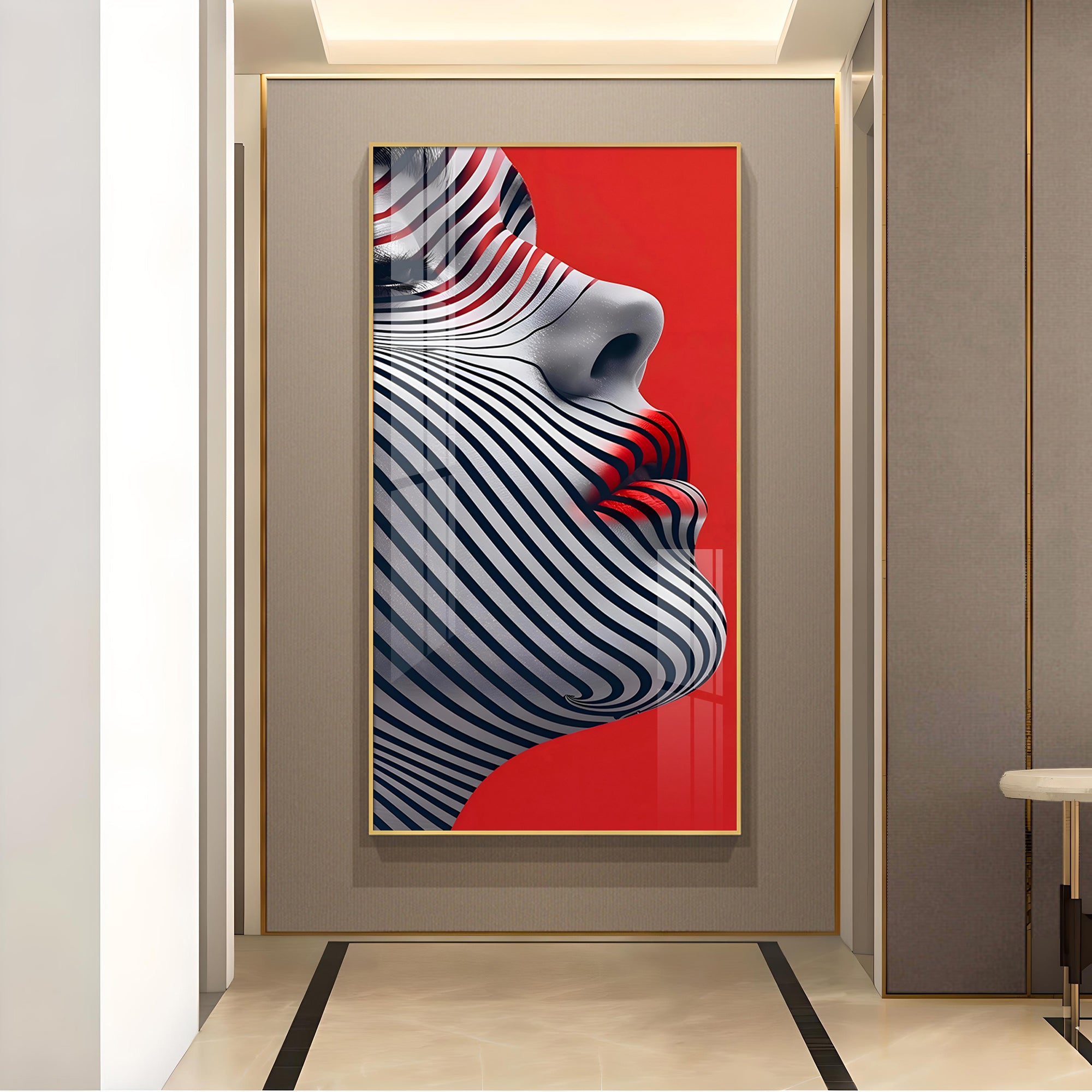 Stripes of Distinction Glass Finish Vertical Wall Art