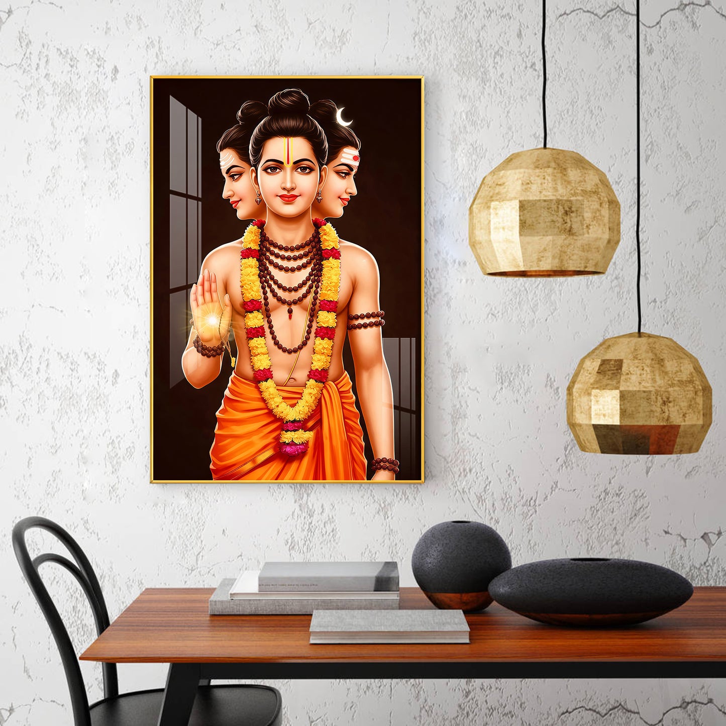 Lord Dattatreya Glass Finish Vertical Wall Art