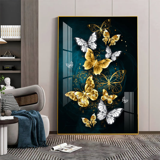 Butterfly Wings Glass Finish Vertical Wall Art
