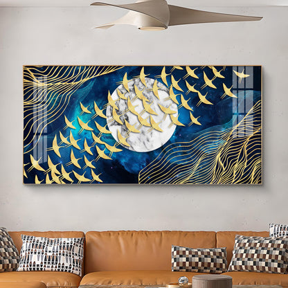 Gilded Skyward Flock Glass Finish Horizontal Wall Art