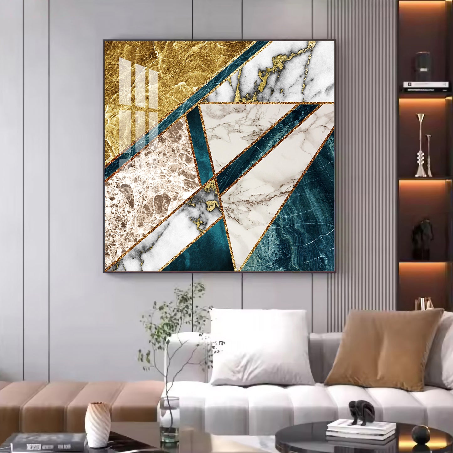 Luxe Serenity Glass Finish Square Wall Art