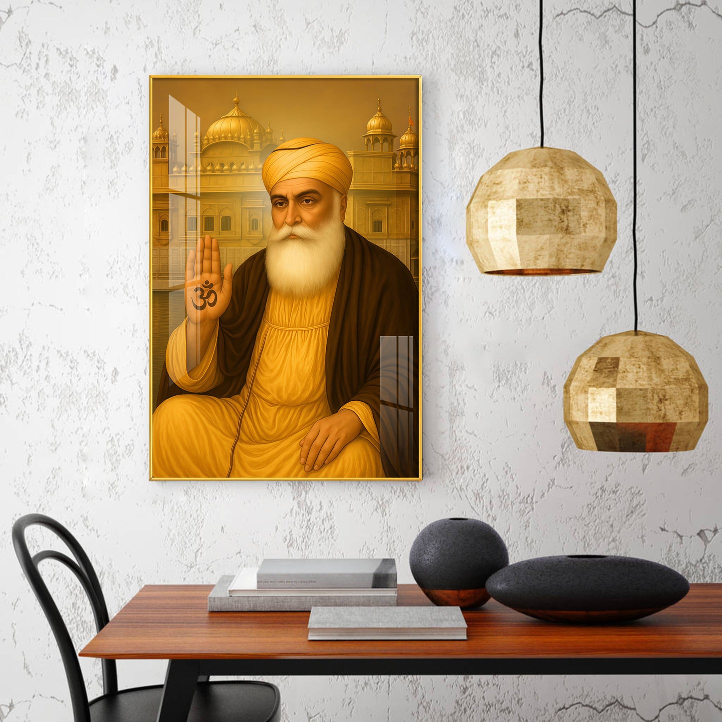 Majestic Presence Of Guru Glass Finish Vertical Wall Art