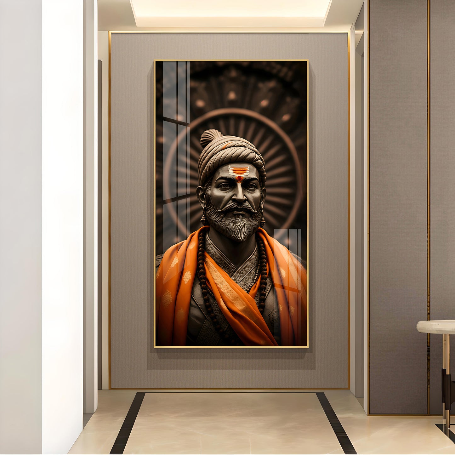 Chhatrapati Shivaji Maharaj Ji Glass Finish Vertical Wall Art