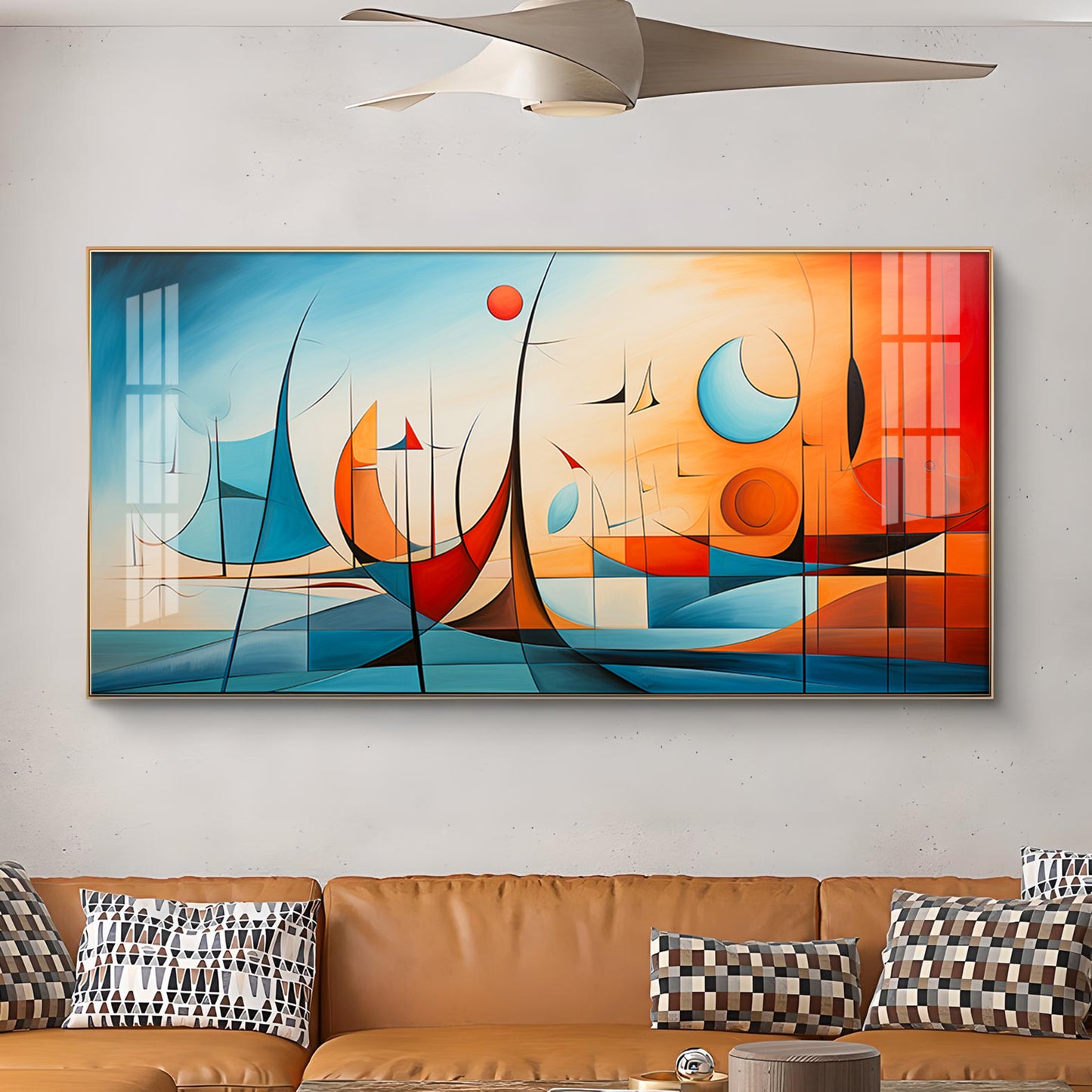 Beautiful Modern Abstract Glass Finish Horizontal Wall Art