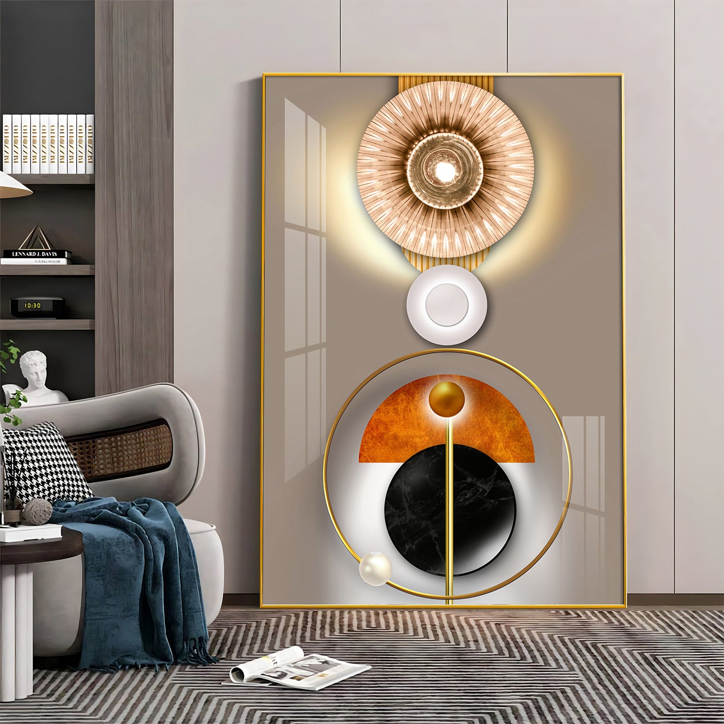 Circle of Modernity Glass Finish Vertical Wall Art