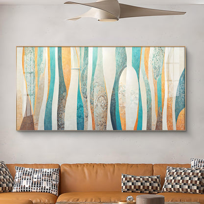 Abstract Colorfall Glass Finish Horizontal Wall Art