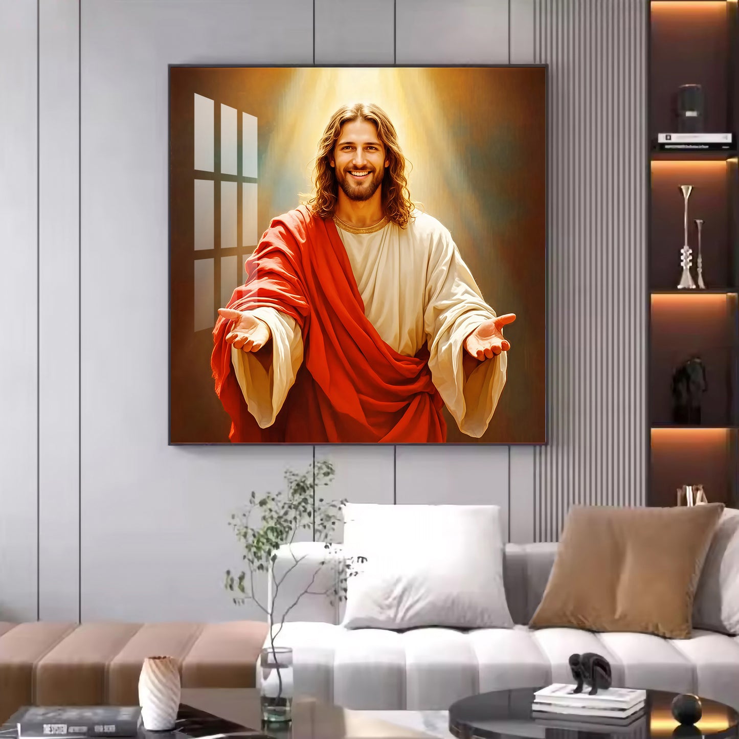 God jesus Glass Finish Square Wall Art