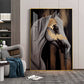Whispers of Gold Horse Glass Finish Vertical Wall Art