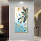 Majestic Blue-Gold Bird Glass Finish Vertical Wall Art