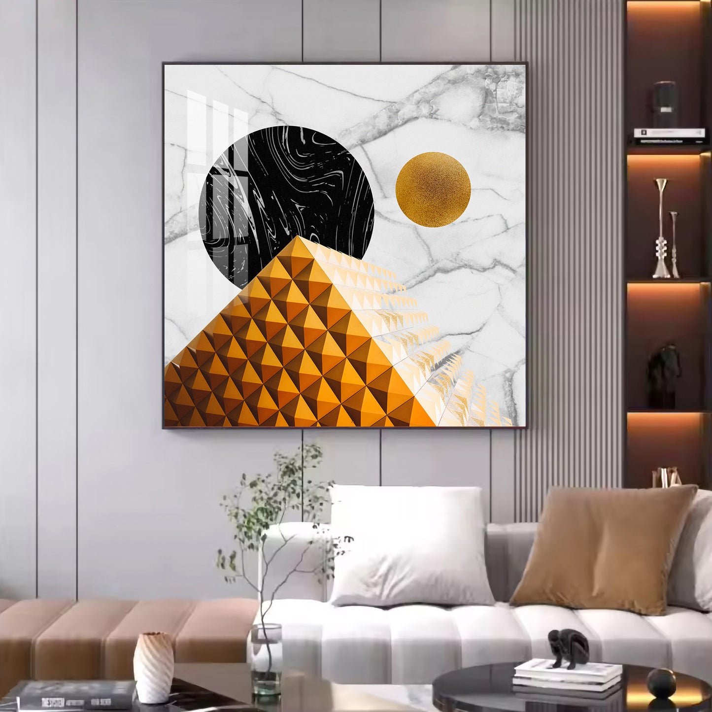 Luxe Sphere Glass Finish Square Wall Art