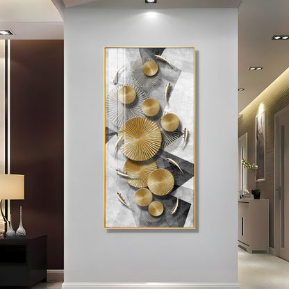 Opulent Whispers Glass Finish Vertical Wall Art