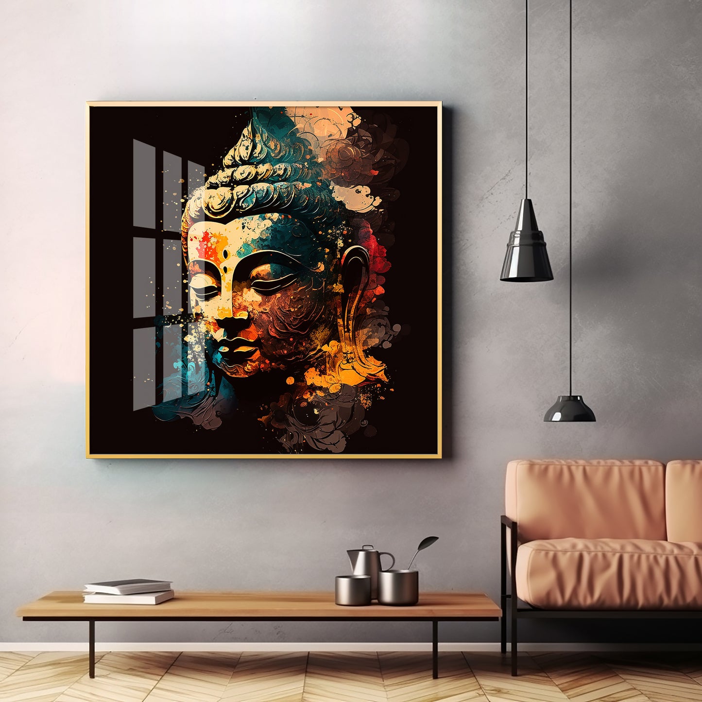 Tranquil Buddha Glass Finish Square Wall Art