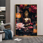 Buddha Eternal Peace Glass Finish Vertical Wall Art