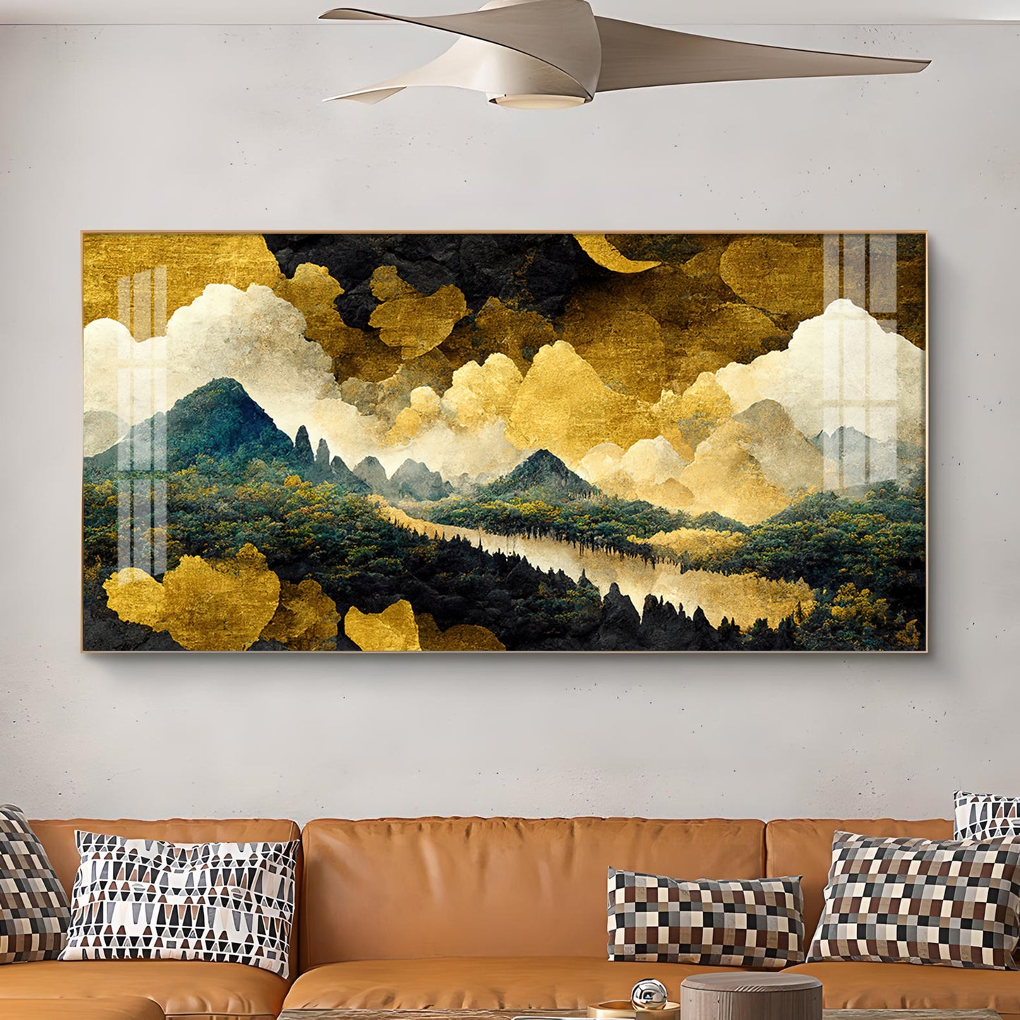 Golden Skies Glass Finish Horizontal Wall Art