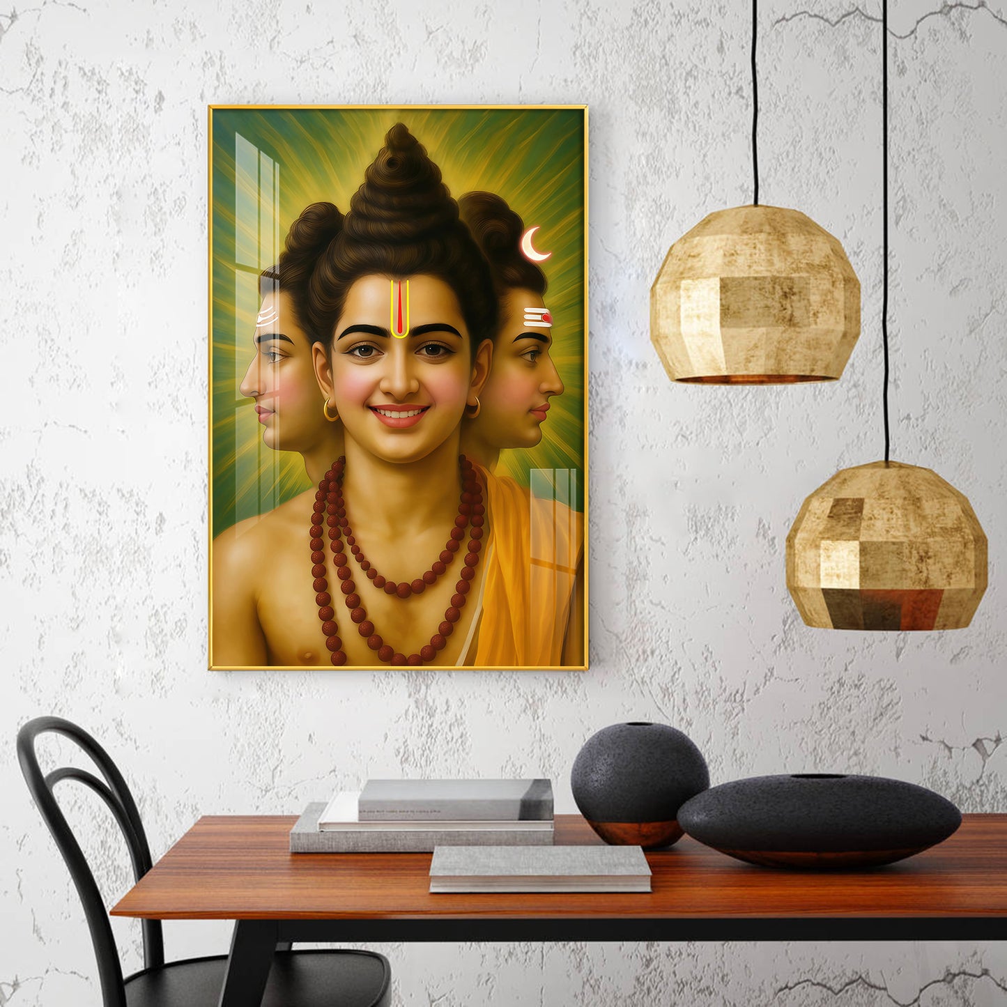 Sri Dattatreya Swami Glass Finish Vertical Wall Art