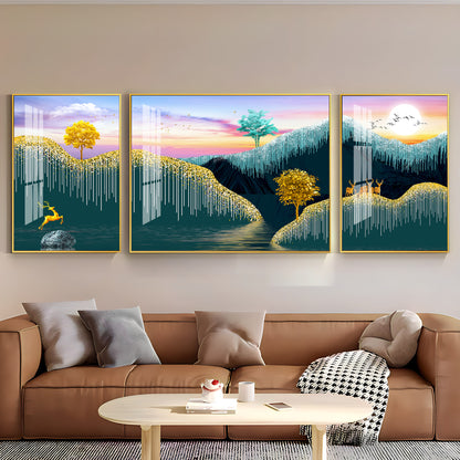 Nature's Harmony Glass Finish Wall Art (Set Of 3)