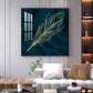 Feather on Azure Glass Finish Square Wall Art