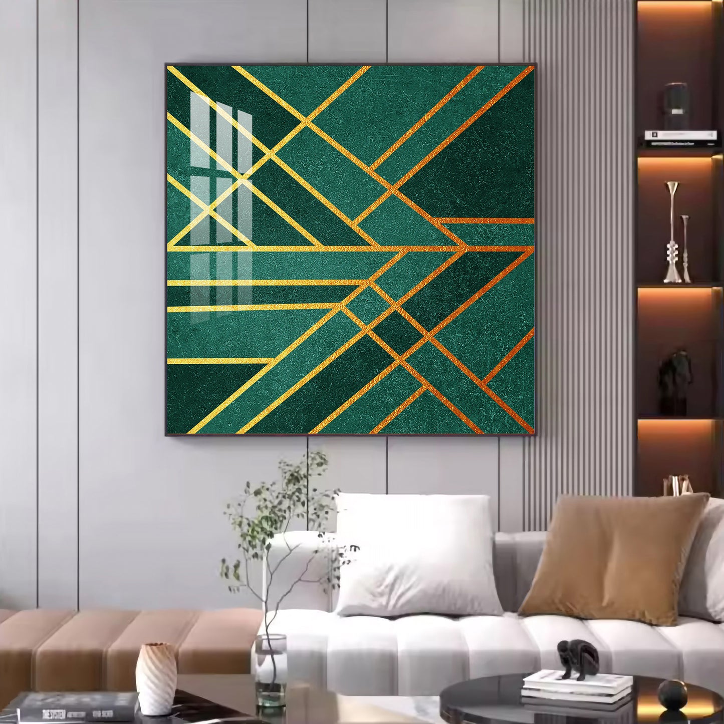 Emerald Radiance Glass Finish Square Wall Art