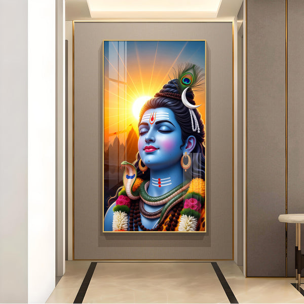 Jai Bhole Baba Glass Finish Vertical Wall Art