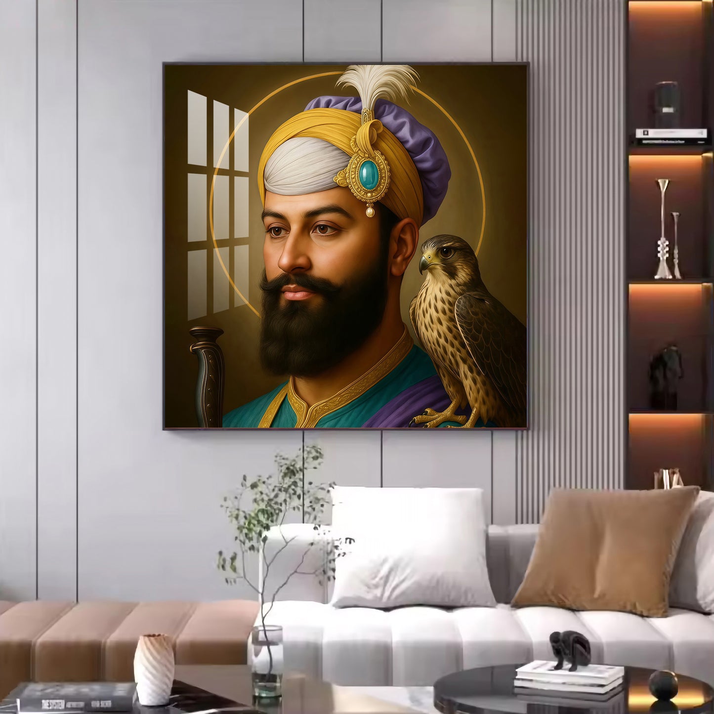Waheguru Ji Glass Finish Square Wall Art