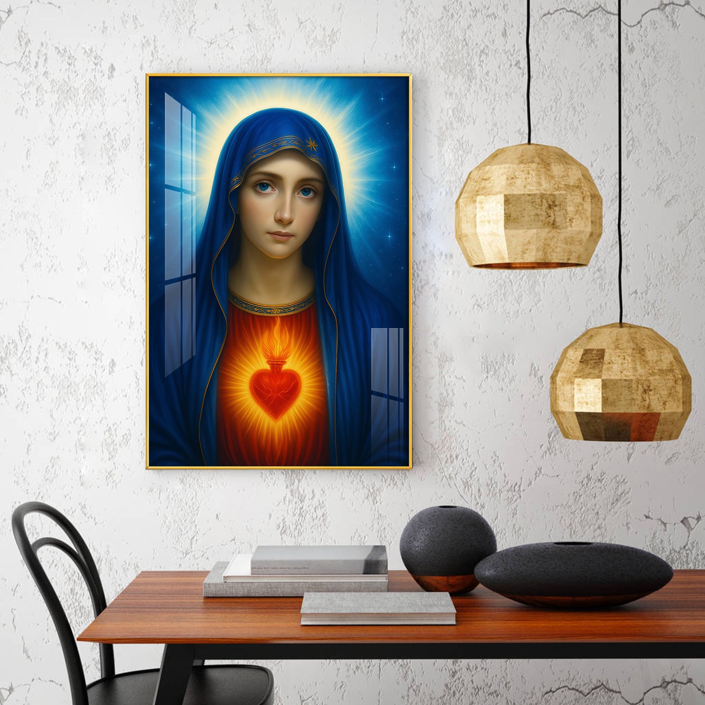 Mary Catholic Glass Finish Vertical Wall Art