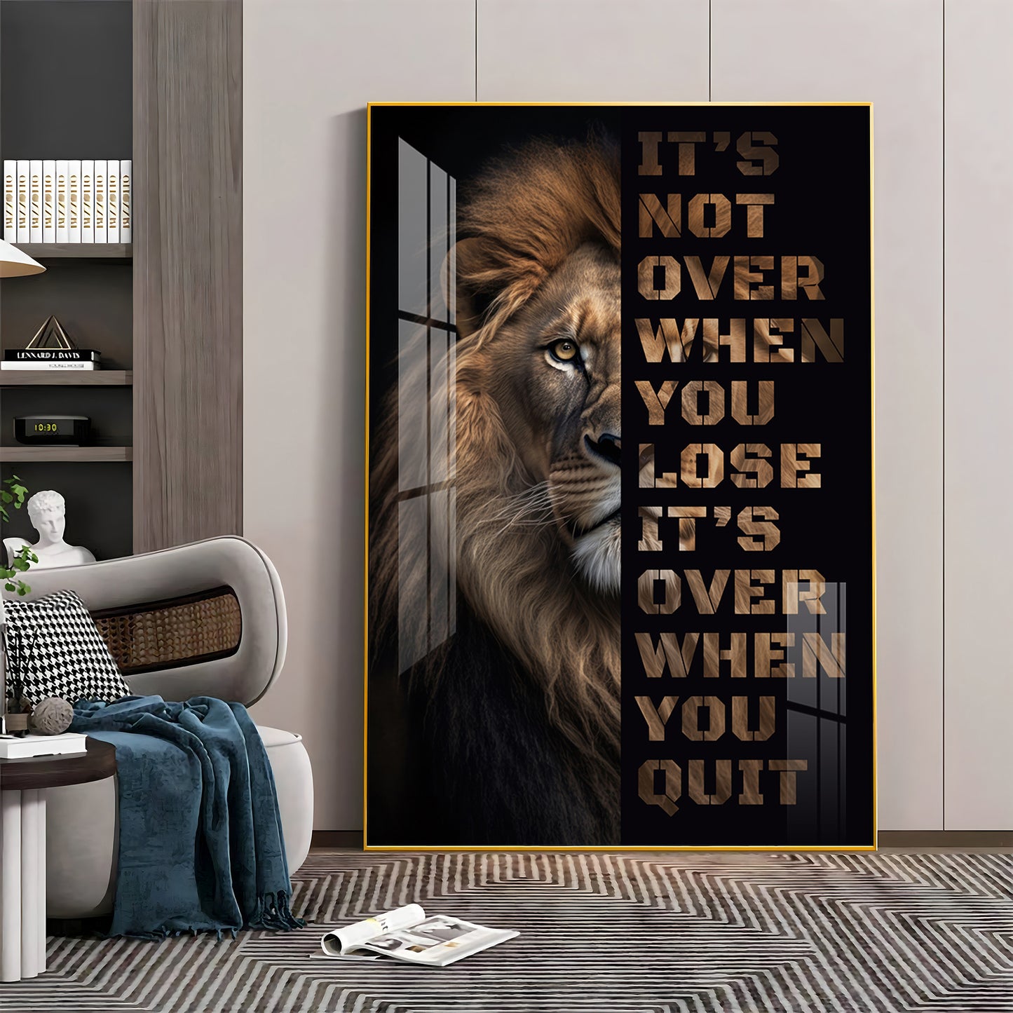 Majestic Wisdom Glass Finish Vertical Wall Art