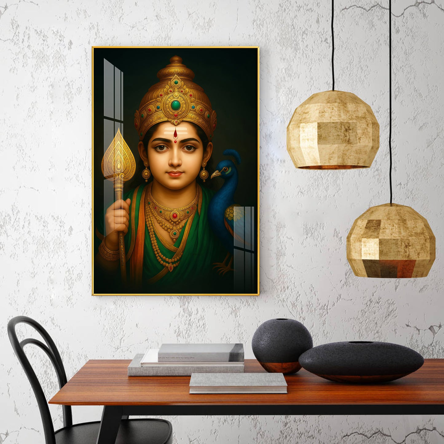 Colorful Kartikey Glass Finish Vertical Wall Art