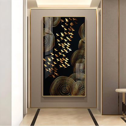 Luminescent Flight Glass Finish Vertical Wall Art