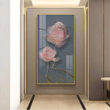 Floral Elegance Glass Finish Vertical Wall Art
