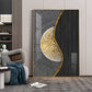 Golden Harmony Glass Finish Vertical Wall Art