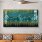 Dark Turquoise Mountains Glass Finish Horizontal Wall Art