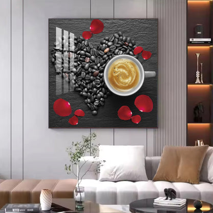 Coffee Charm Glass Finish Square Wall Art