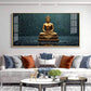 Golden Calm Budha Glass Finish Horizontal Wall Art