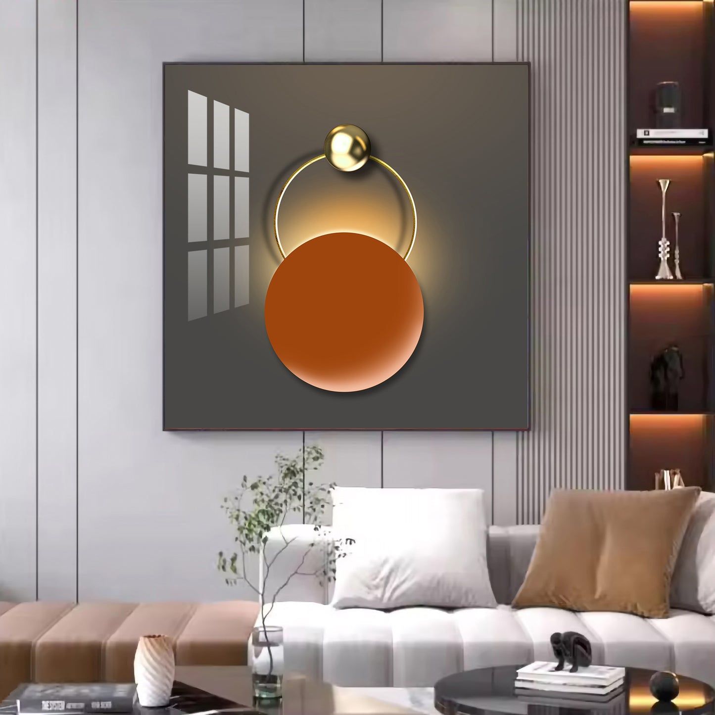 The Hanging Sun Glass Finish Square Wall Art