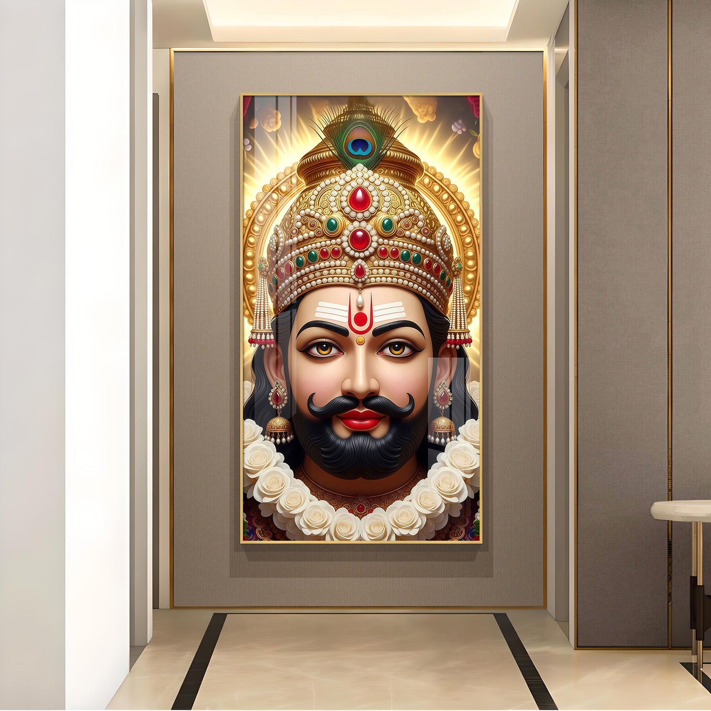 Jai Shri Shyam Baba Glass Finish Vertical Wall Art