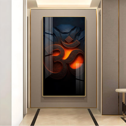 Divine Ohm Glass Finish Vertical Wall Art