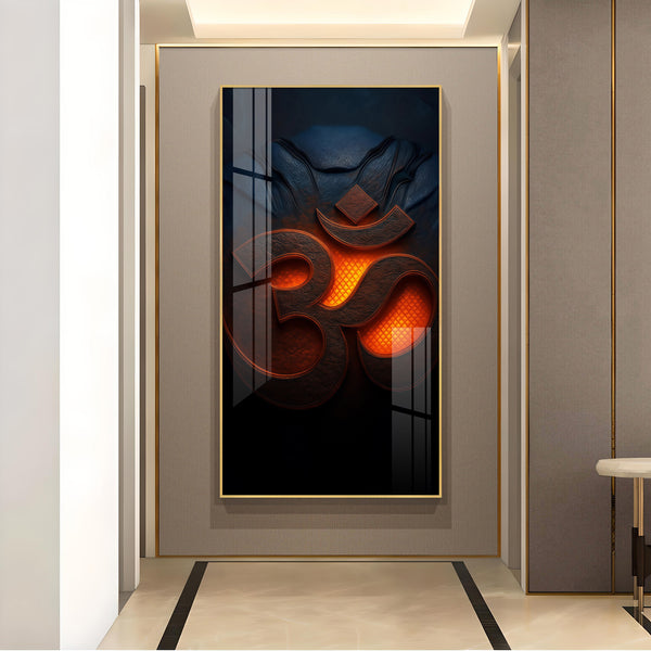 Divine Ohm Glass Finish Vertical Wall Art