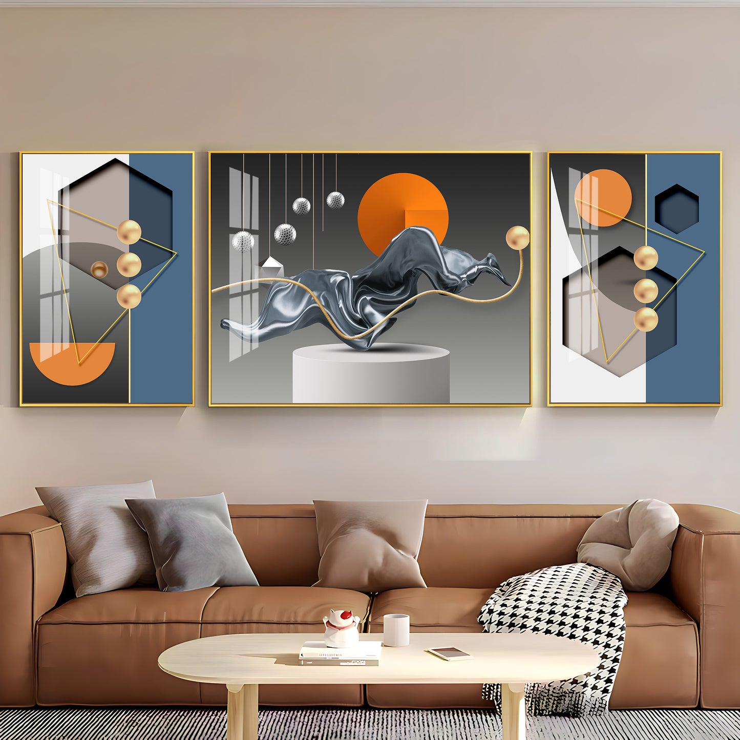 Artistic Aura Glass Finish Wall Art (Set Of 3)