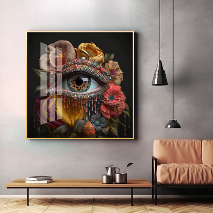 Opulent Eye Oasis Glass Finish Square Wall Art